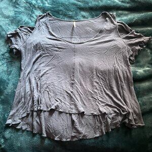 Free People Dusty Blue Cold Shoulder Top